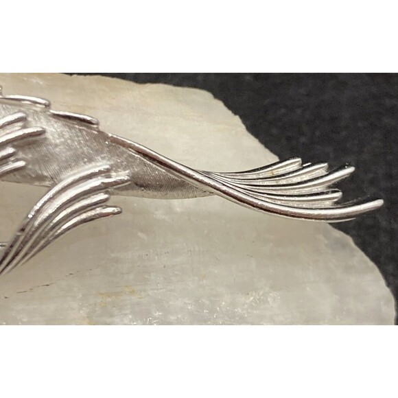 Vintage Crown Trifari Signed Silver Tone Abstract Brooch Pin 3.25'' Art Nouveau - Picture 4 of 9